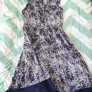 Simply Vera Vera Wang Black and White Printed Top with Navy Trim